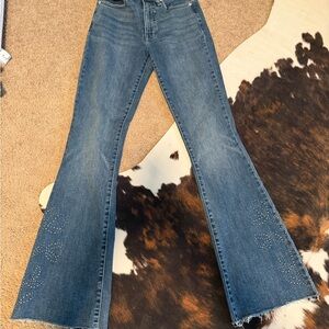 Lucky Brand Blue Flare Jeans with Studded Accents